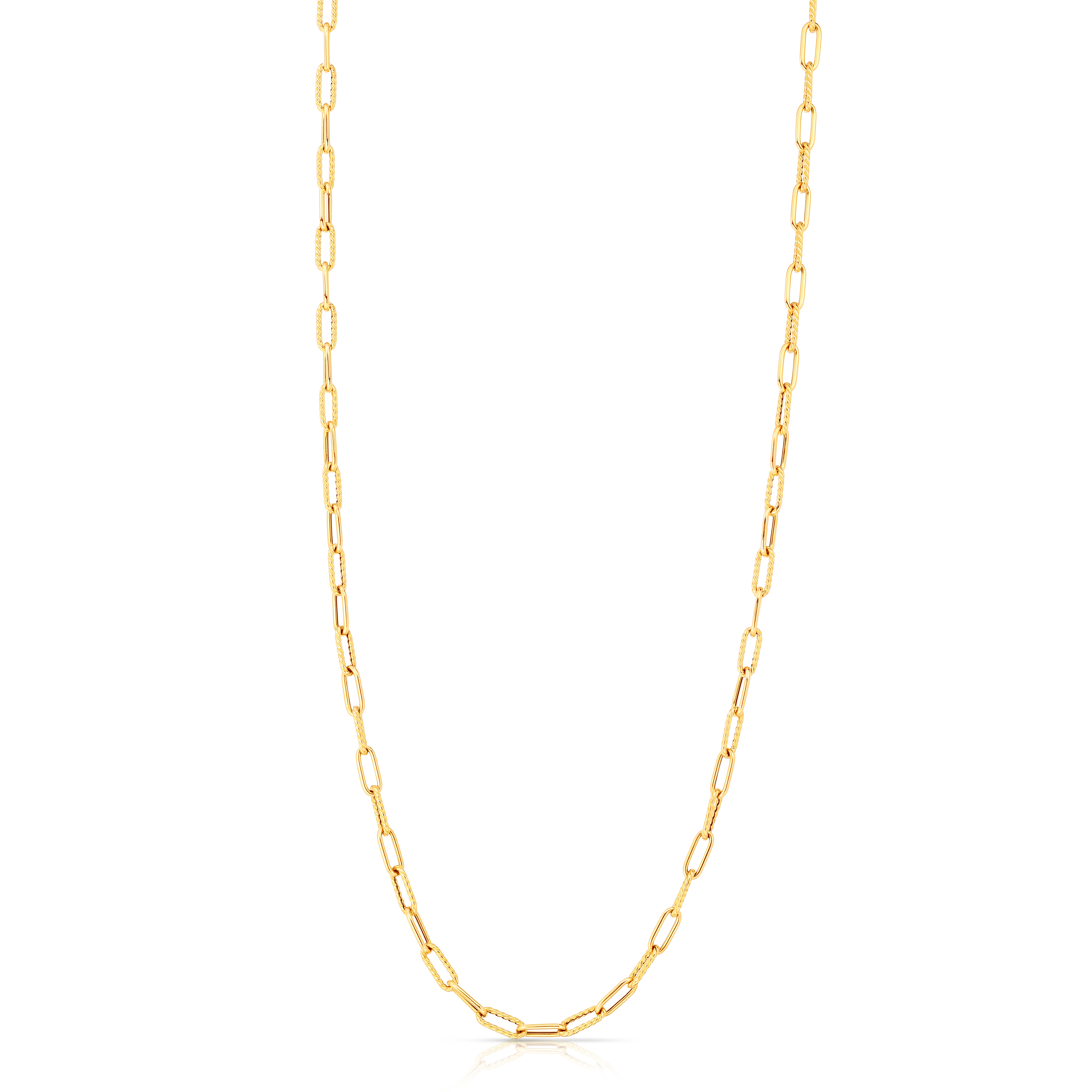 Classic Gold Yellow Gold Paper Clip Twist Chain Necklace-34